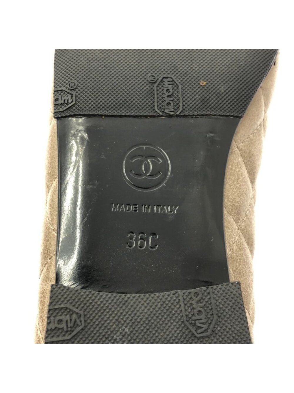 Chanel Leather CC Logo Quilted Flat Shoes 36c Gray Jew - Picture 6 of 9